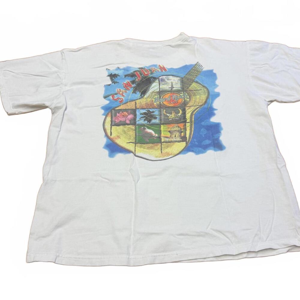 Vintage Hard Rock Cafe San Juan Guitar Tee Made USA White 90s Large